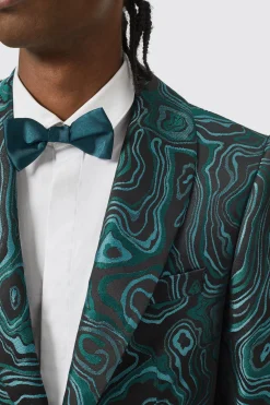Adichie Slim Fit Green Jacquard Suit