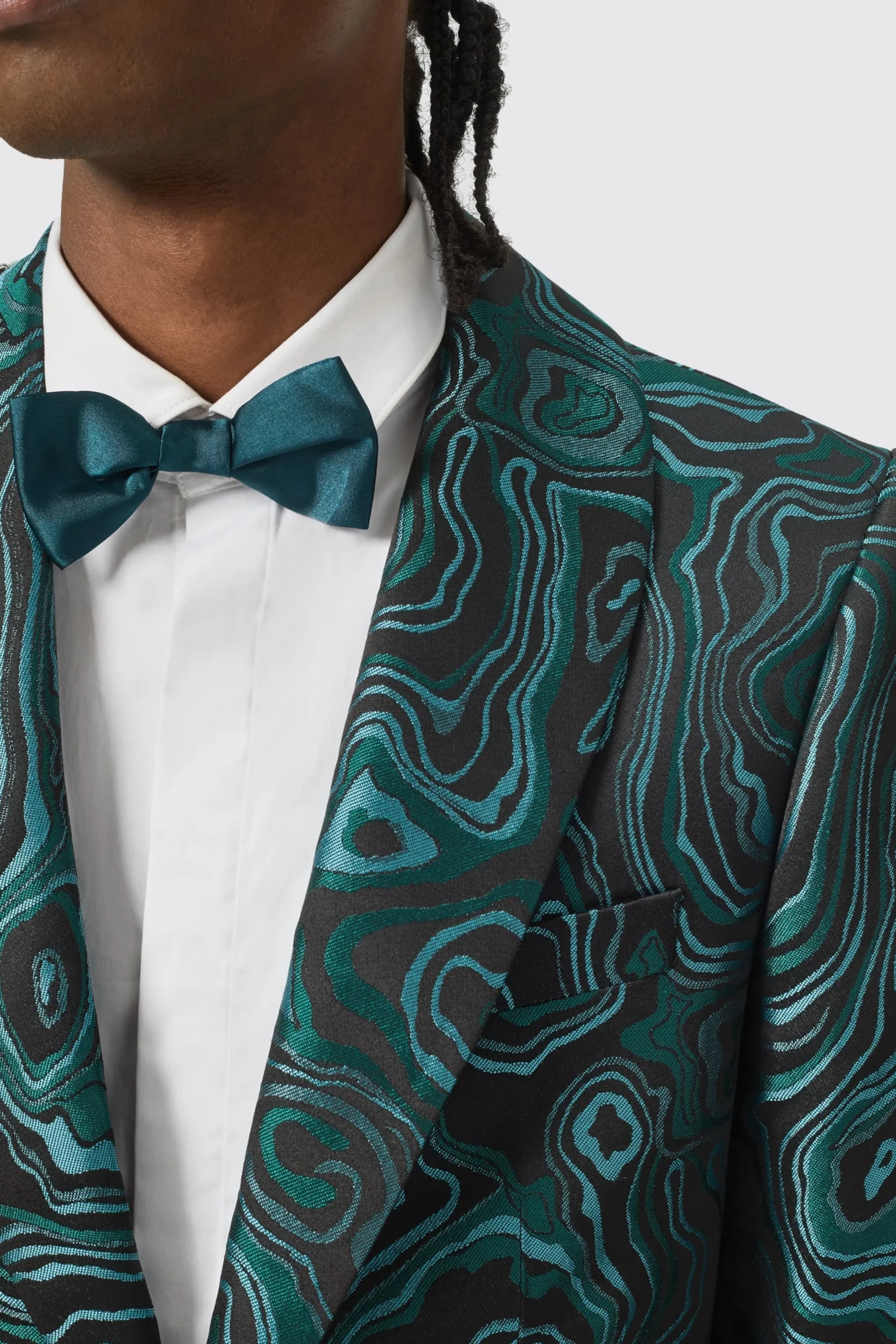 Adichie Slim Fit Green Jacquard Suit