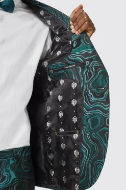 Adichie Slim Fit Green Jacquard Suit