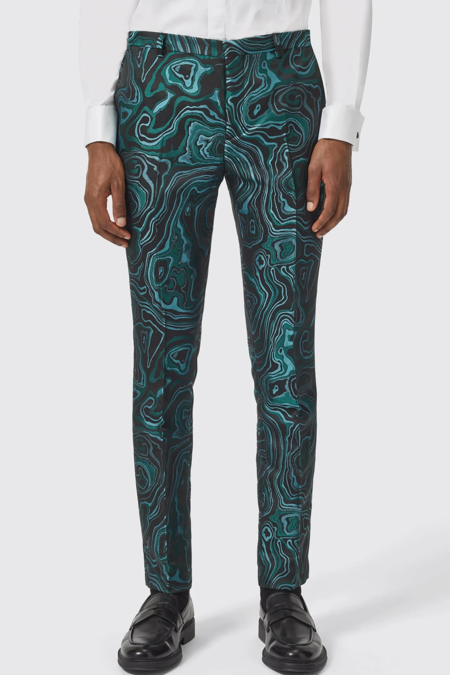 Adichie Slim Fit Green Jacquard Suit
