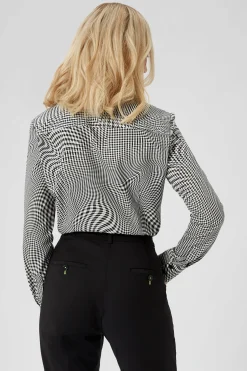 Amoros Skinny Fit Black Patterned Cotton Shirt