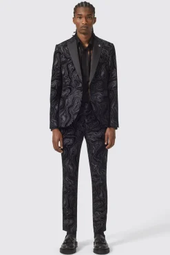 Angelou Slim Fit Black Suit
