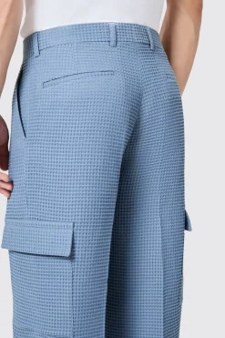 Anthony Oversized Blue Waffle Knit Cotton Trousers
