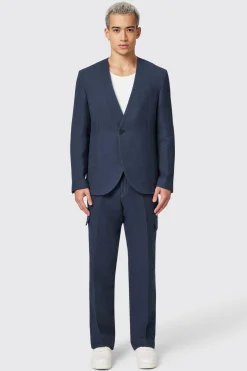 Anthony Oversized Navy Waffle Knit Cotton Suit