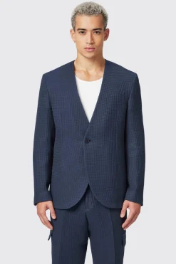 Anthony Oversized Navy Waffle Knit Cotton Suit