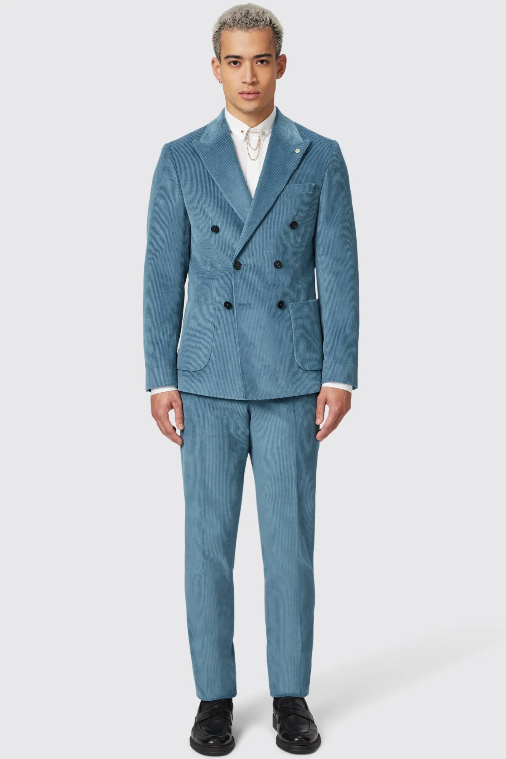Aston Slim Fit Blue Corduroy Trousers