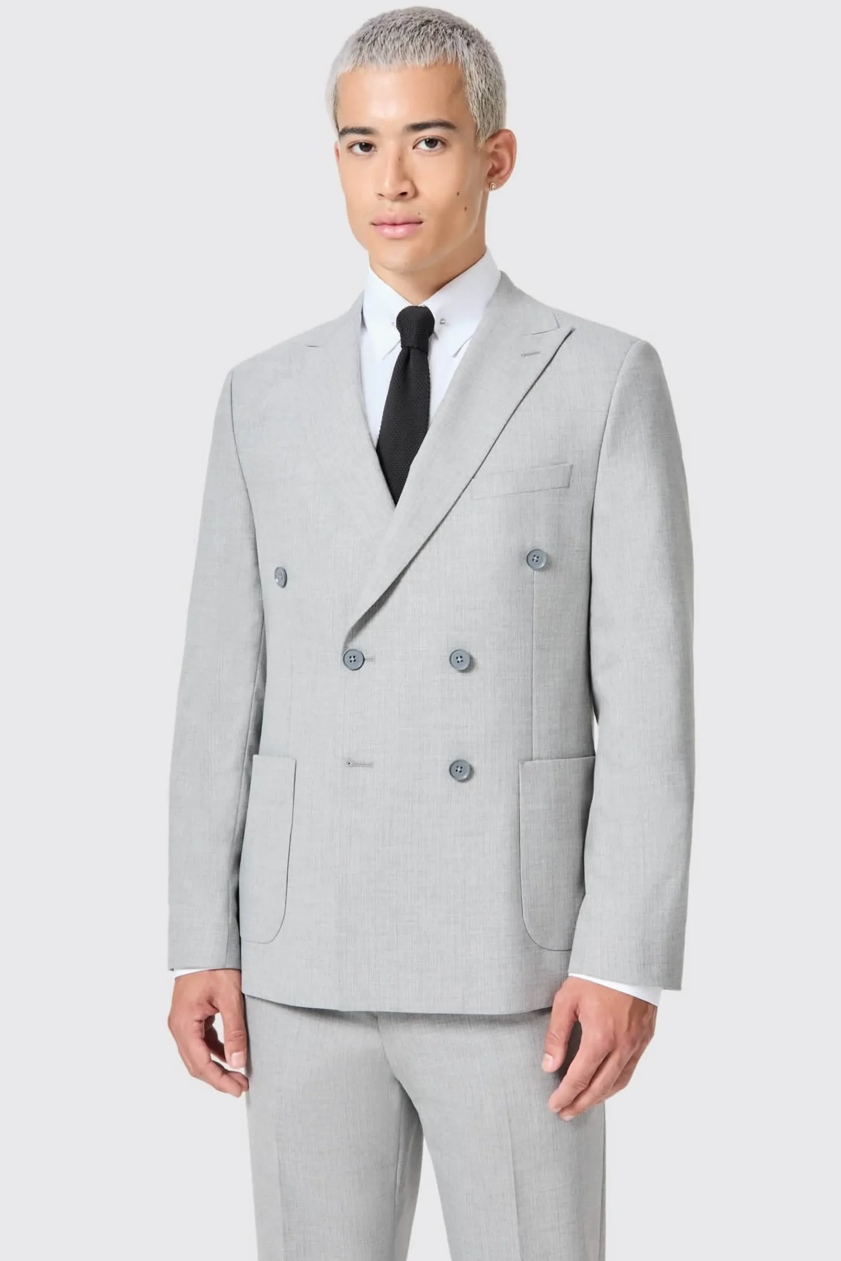 Atkinson Slim Fit Grey Double Breasted Jacket