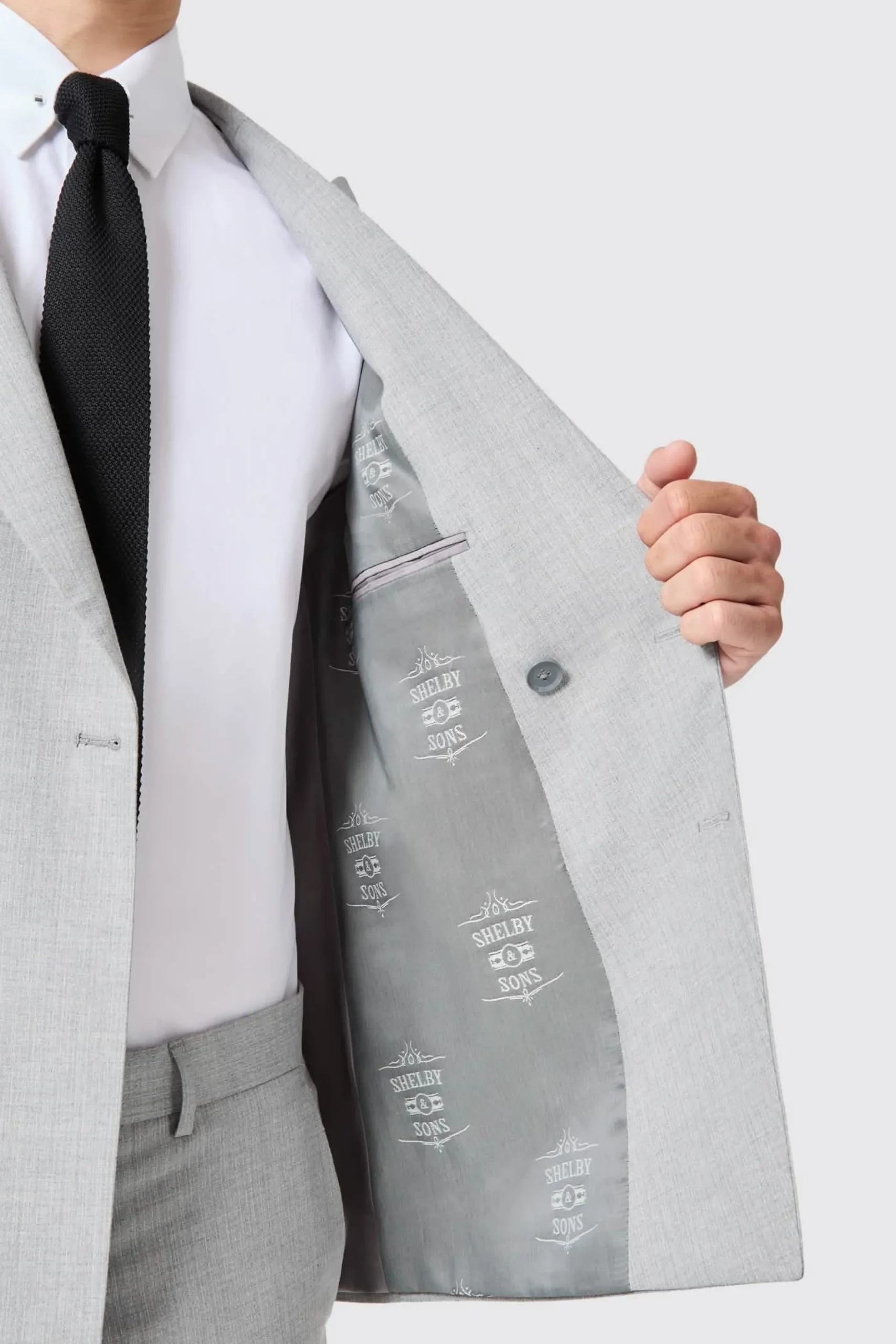 Atkinson Slim Fit Grey Double Breasted Suit