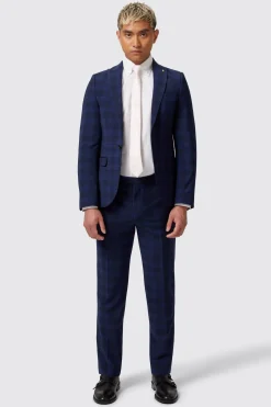Barlow Slim Fit Navy Wool Check Suit