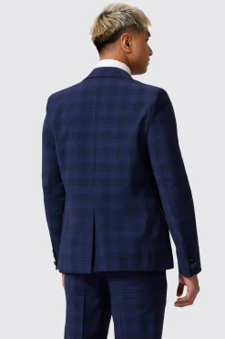 Barlow Slim Fit Navy Wool Check Jacket