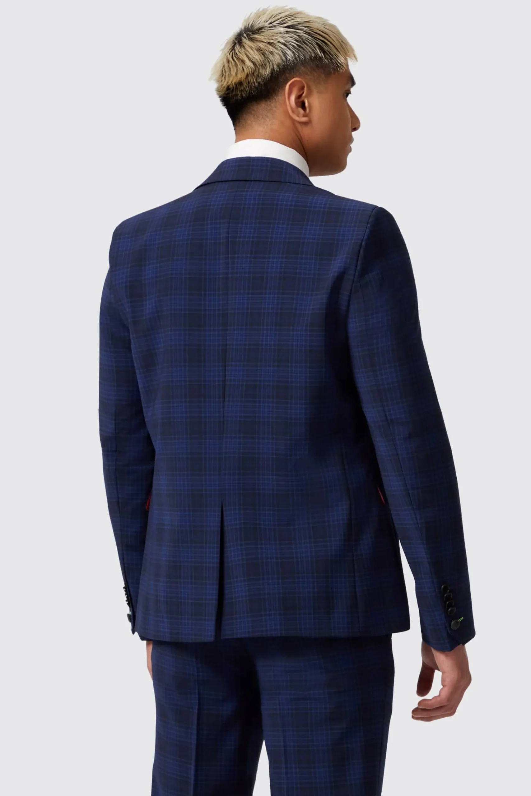 Barlow Slim Fit Navy Wool Check Jacket