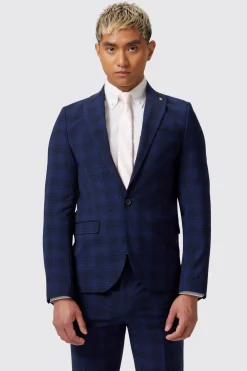 Barlow Slim Fit Navy Wool Check Suit