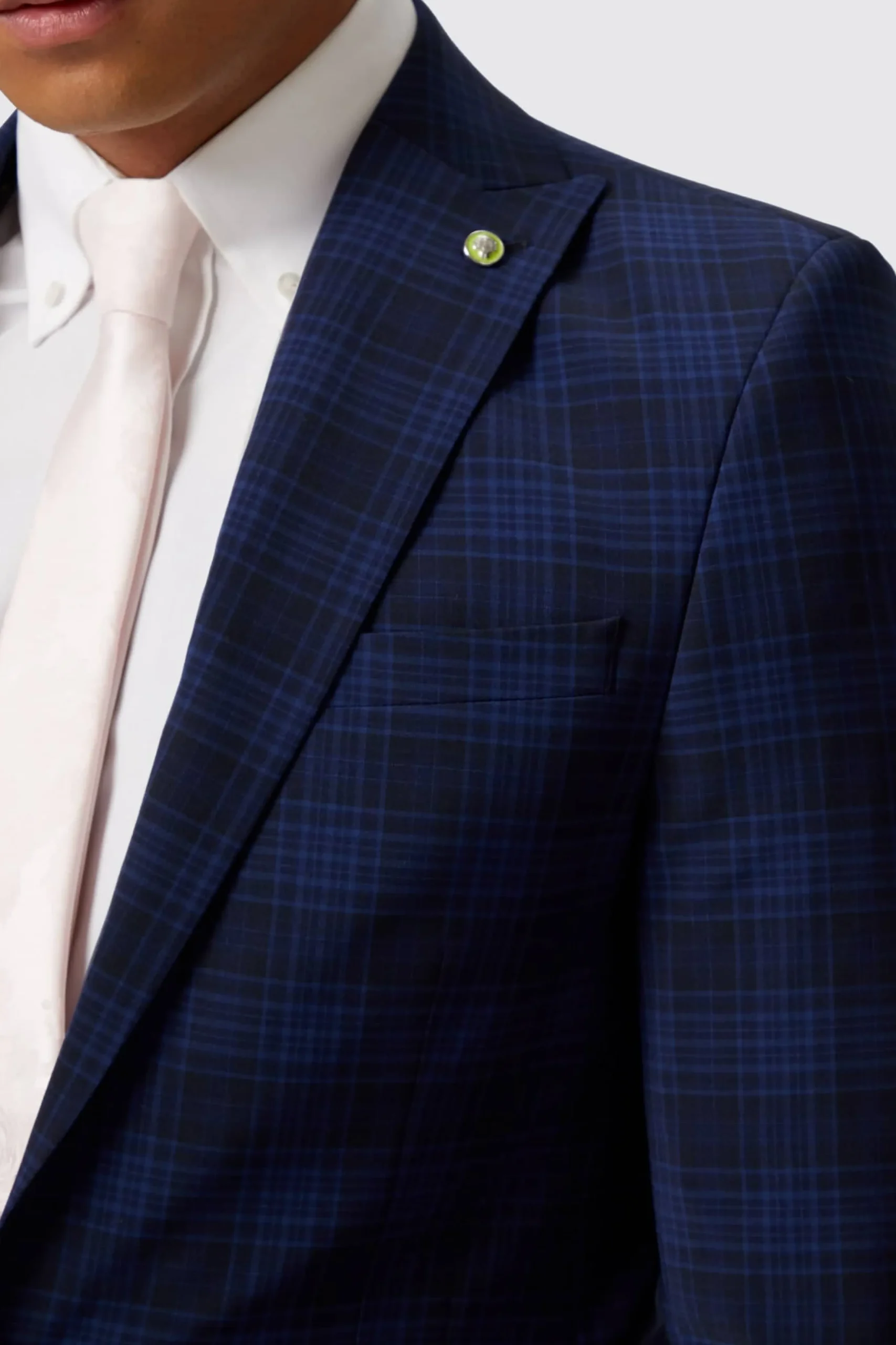 Barlow Slim Fit Navy Wool Check Jacket