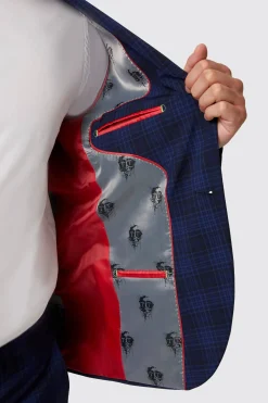 Barlow Slim Fit Navy Wool Check Suit