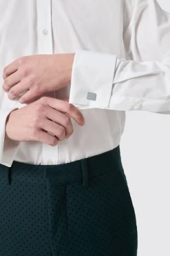 Barron Slim Fit Double Cuff White Cotton Shirt