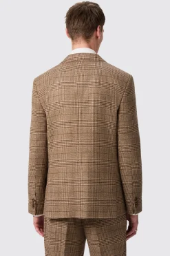 Blackwood Slim Fit Brown Check Double Breasted Jacket
