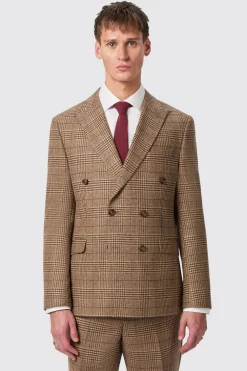 Blackwood Slim Fit Brown Check Double Breasted Suit