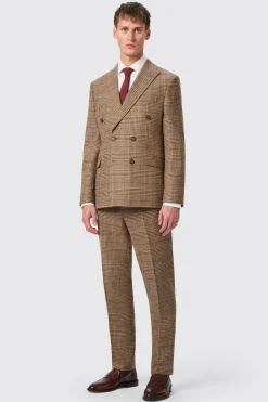 Blackwood Slim Fit Brown Check Trousers