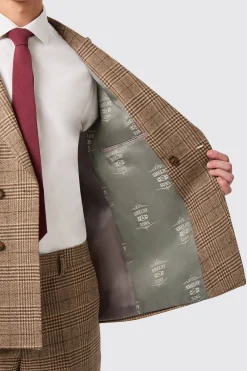 Blackwood Slim Fit Brown Check Double Breasted Suit