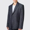 Blugi Slim Fit Blue Denim Heart Flocked Cotton Jacket
