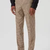 Blythe Slim Fit Beige Check Trousers