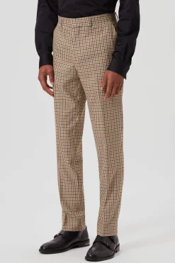Blythe Slim Fit Beige Check Trousers