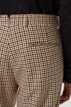 Blythe Slim Fit Beige Check Trousers