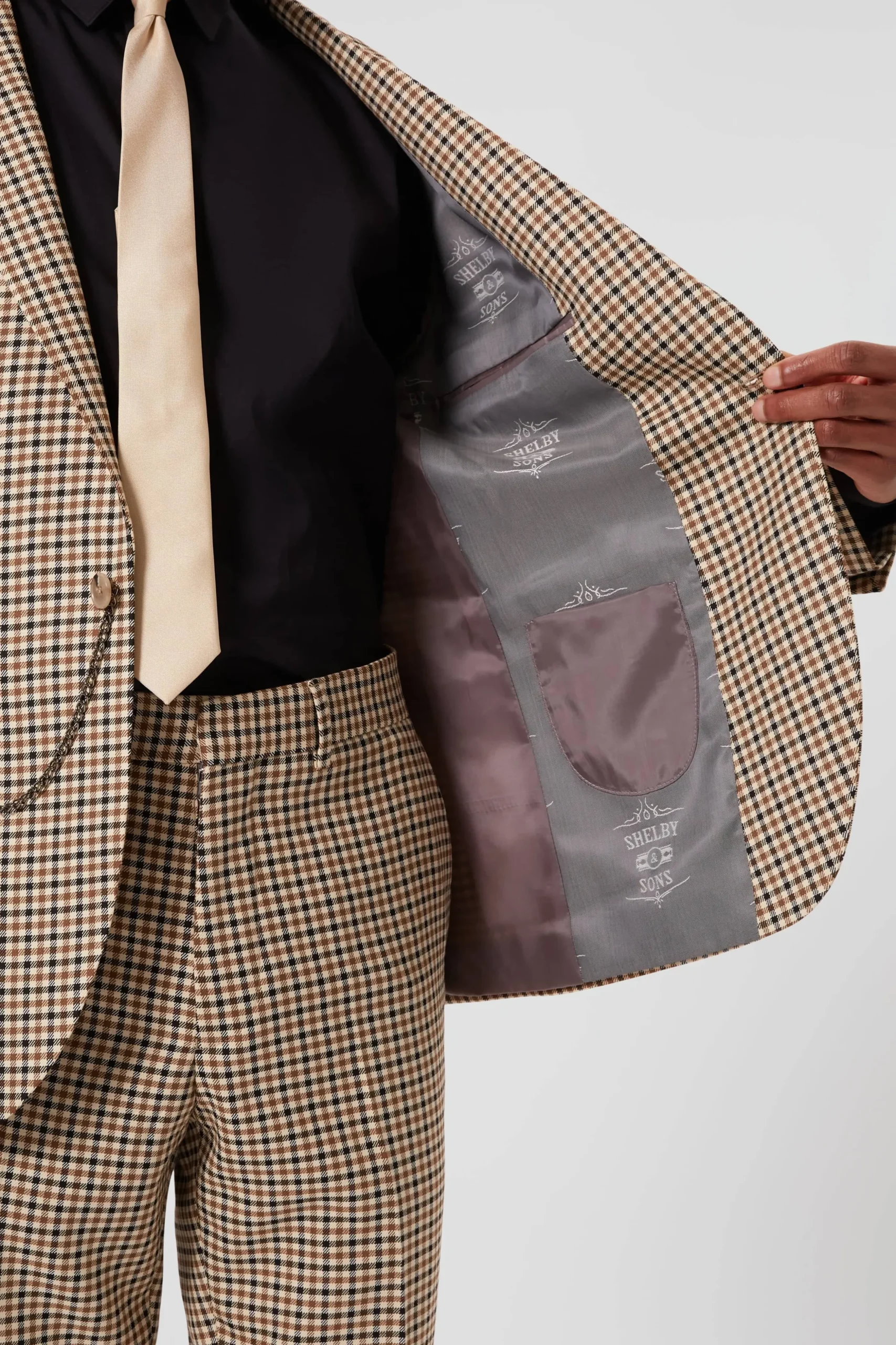 Blythe Slim Fit Beige Check Jacket