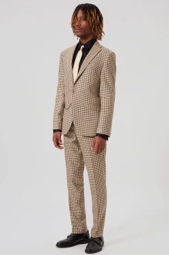 Blythe Slim Fit Beige Check Jacket