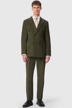 Brisbane Slim Fit Green Corduroy Double Breasted Suit