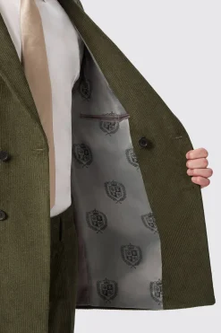 Brisbane Slim Fit Green Corduroy Double Breasted Jacket