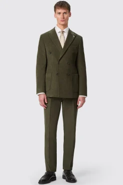 Brisbane Slim Fit Green Corduroy Trousers