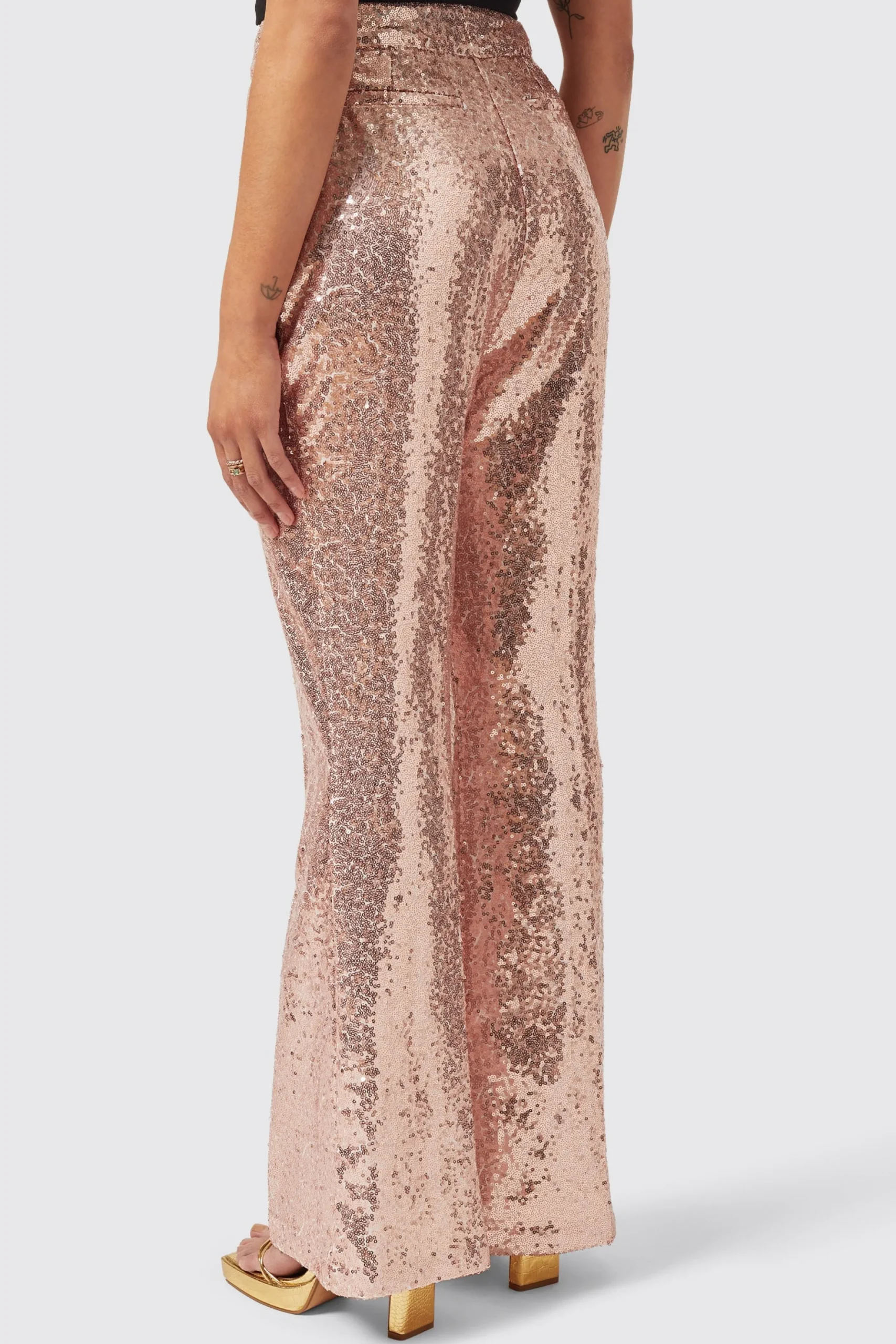 Caladium Slim Fit Pink Sequin Trouser