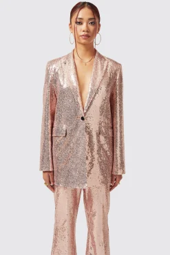 Caladium Slim Fit Pink Sequin Suit