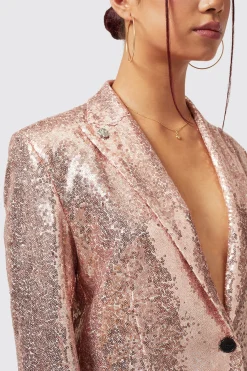 Caladium Slim Fit Pink Sequin Jacket