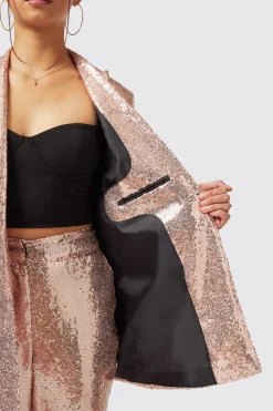 Caladium Slim Fit Pink Sequin Jacket