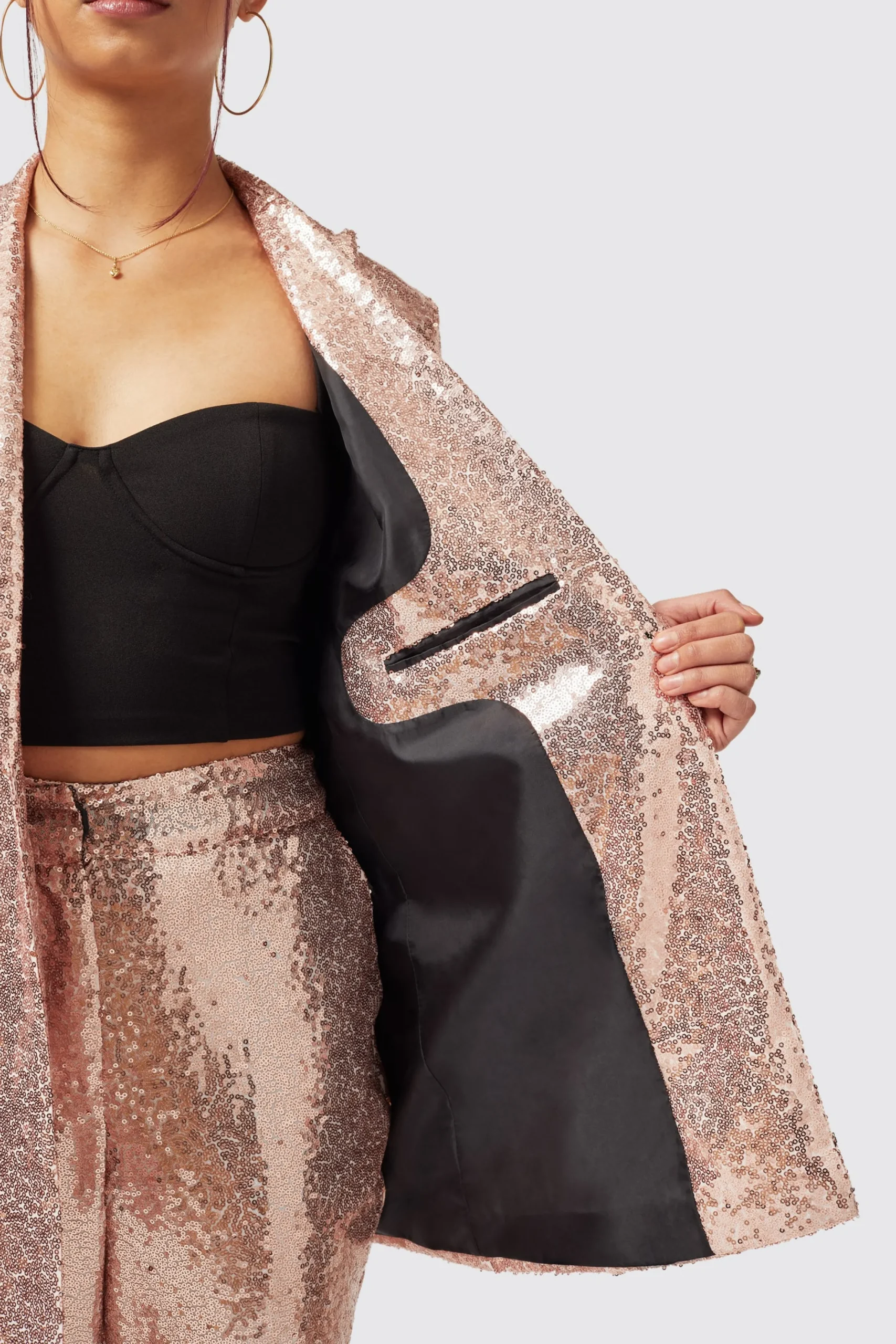 Caladium Slim Fit Pink Sequin Jacket