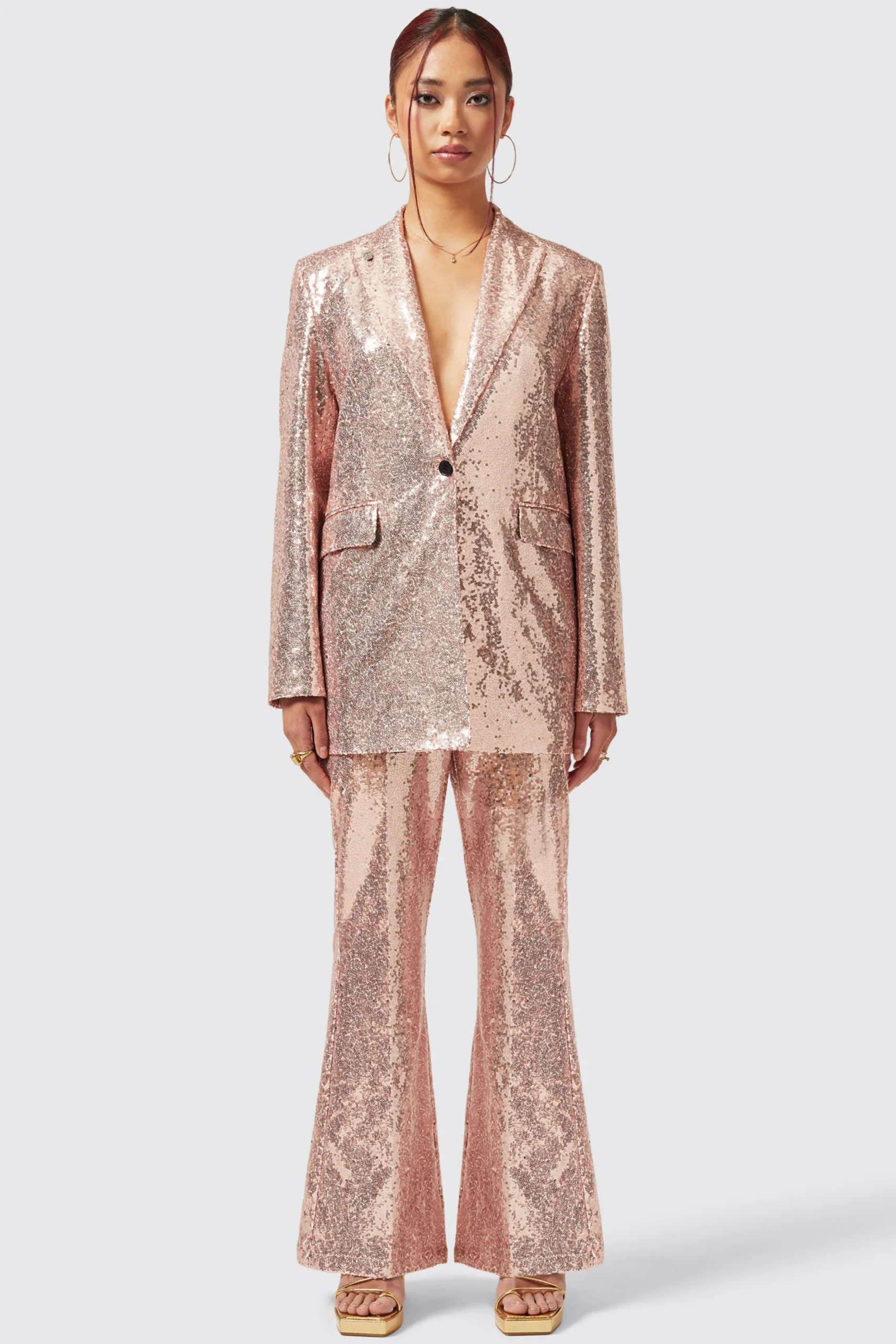 Caladium Slim Fit Pink Sequin Jacket