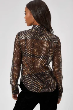 Capaldi Slim Fit Black Geometric Shirt