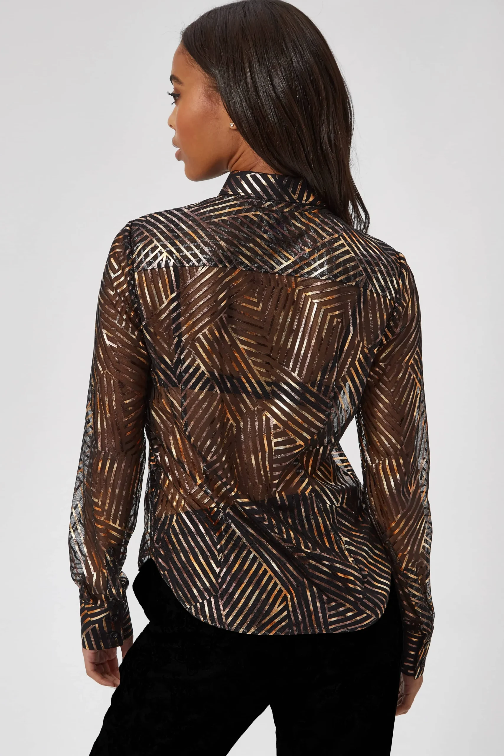 Capaldi Slim Fit Black Geometric Shirt