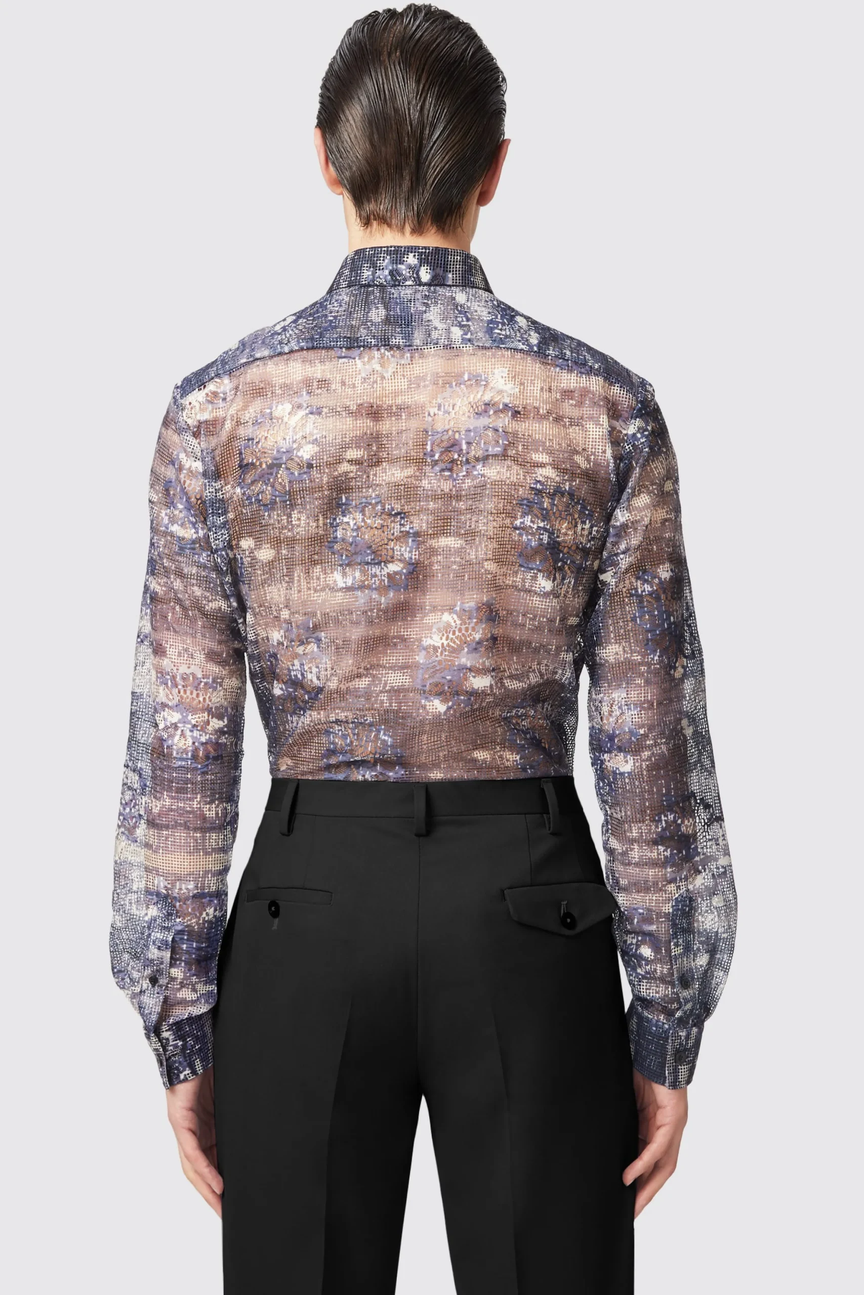 Caples Slim Fit Blue Mesh Shirt