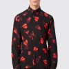 Casse Slim Fit Heart Flocked Black Shirt