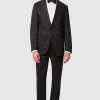 Compt Slim Fit Black Floral Jacquard Suit