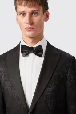 Compt Slim Fit Black Floral Jacquard Suit