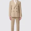 Cornwall Slim Fit Beige Pinstripe Double Breasted Suit
