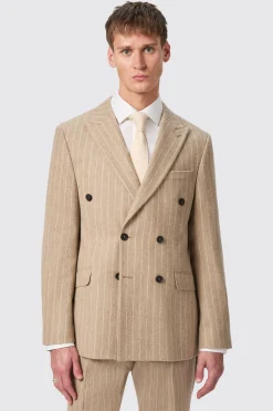 Cornwall Slim Fit Beige Pinstripe Double Breasted Suit