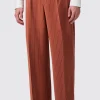 Cortese Oversized Burnt Orange Pinstripe Trousers