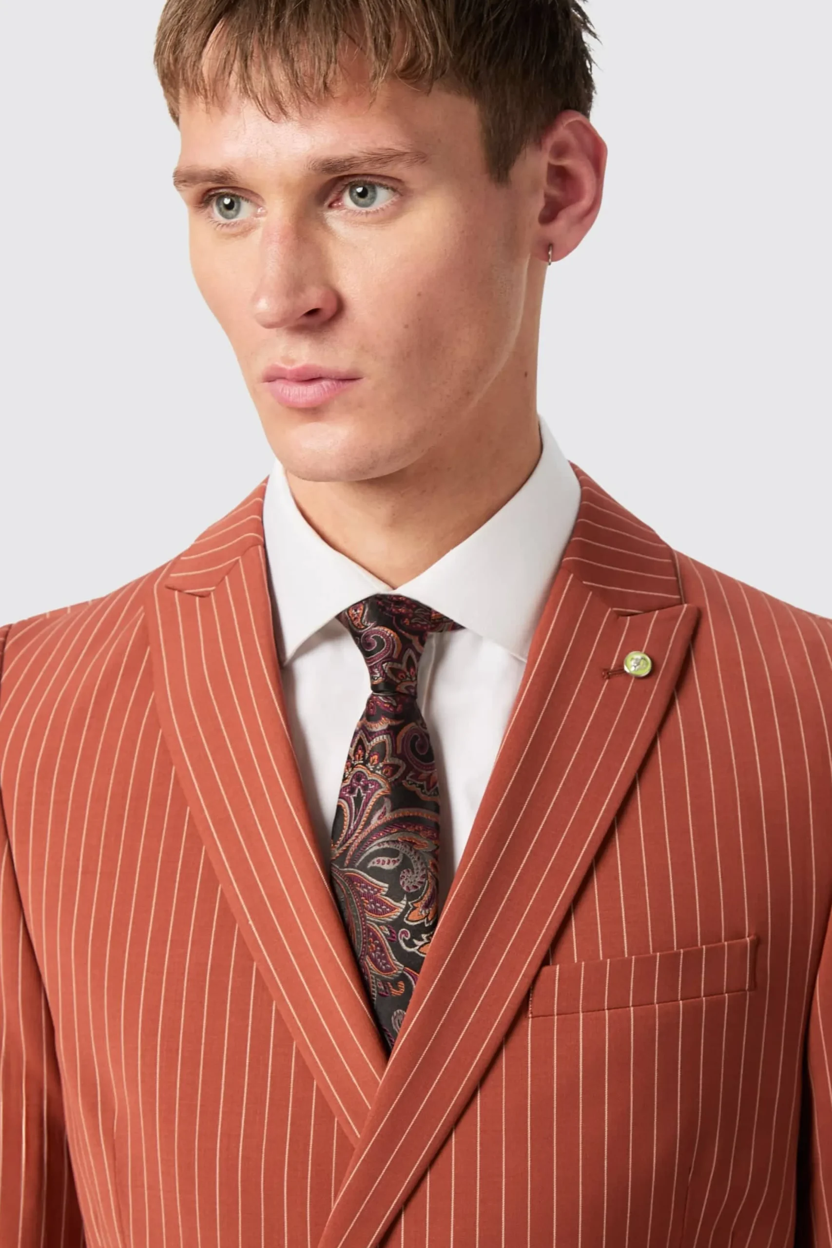 Cortese Oversized Burnt Orange Pinstripe Jacket