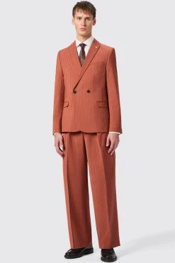 Cortese Oversized Burnt Orange Pinstripe Trousers