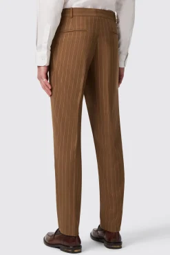 Cuttel Slim Fit Brown Pinstripe Trousers